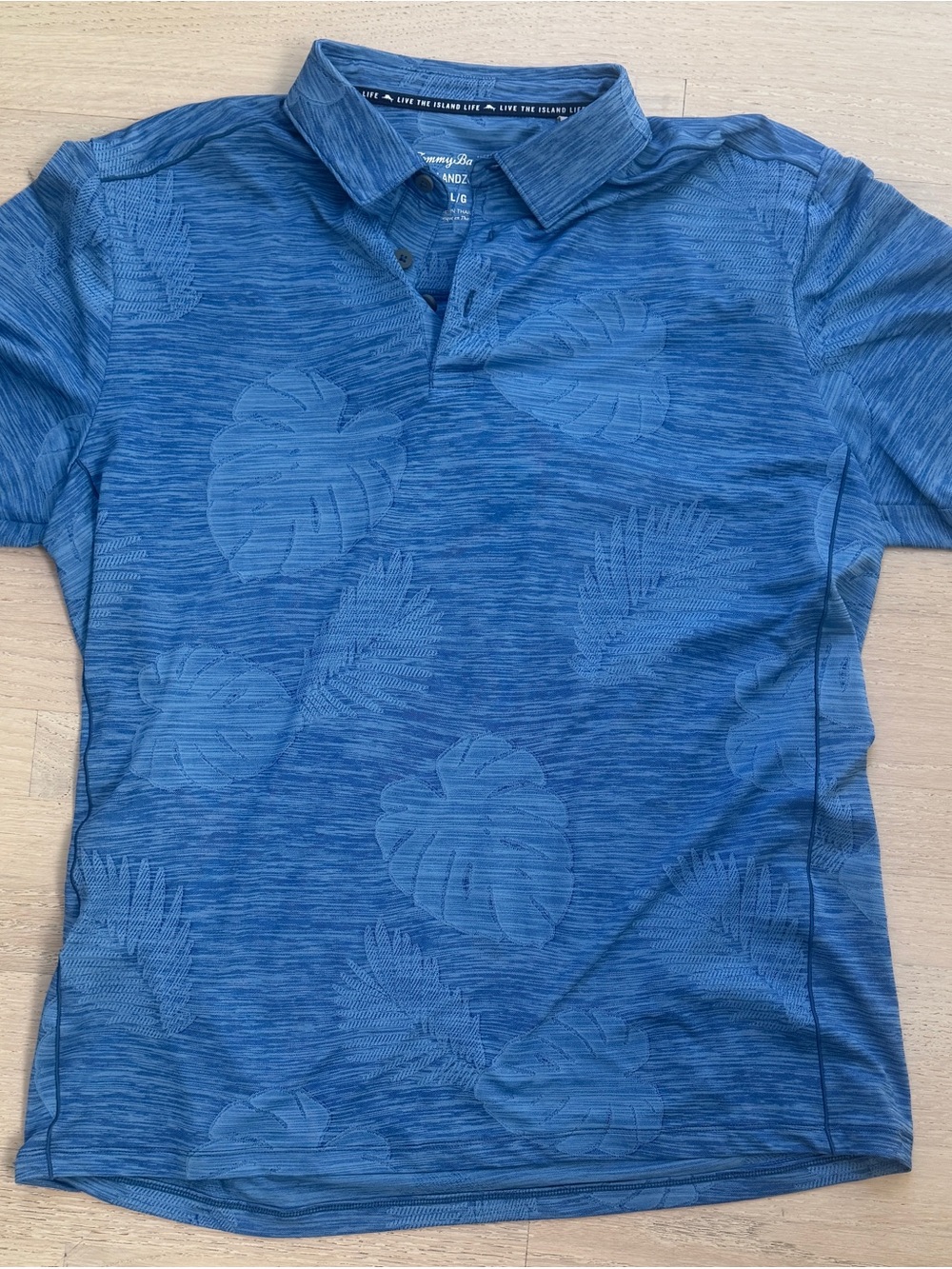 Tommy Bahama Blue Tropical Leaf Polo